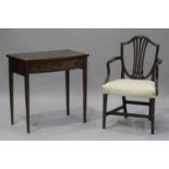 A 19th century mahogany bowfront side table, fitted with a single frieze drawer, on square