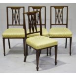 A set of four Edwardian mahogany dining chairs with inlaid decoration, a George III mahogany drop-