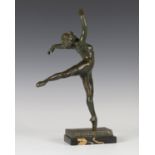 Serge Yourievitch - 'La Danseuse Nattova', a green/black patinated cast bronze figure of a nude