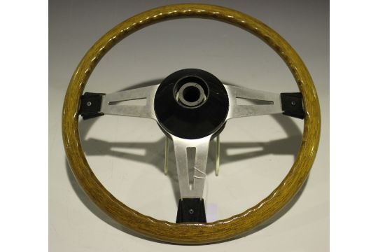 A Formula Plus Interchangeable Steering Wheel With Mahogany Rim Diameter 34cm Together With P