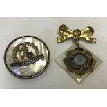 2 military sweetheart badges with mother of pearl detail.