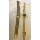 A ladies Hermes gold plated watch. Together with a ladies Ingersoll watch.