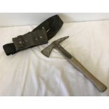 WWII Auxiliary Fire Service Fireman's axe with webbing frog & belt.