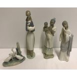 A group of 4 Spanish style porcelain figurines to include Nao.