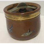 Royal Doulton ceramic tobacco jar with hand painted tropical fish decoration.