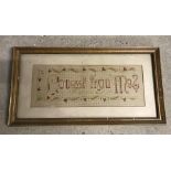 A vintage framed and glazed needlepoint motto "Lovest thou me?".