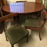 A reproduction regency style Maple & co oval extending dining table and 6 matching chairs.