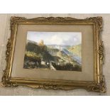 A framed & glazed Victorian Lithograph of a hilltop scene of Coventry.
