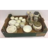 A box of assorted Victorian ceramics.