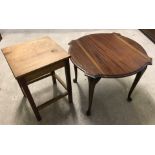 A round cabriole legged coffee table together with a small square shaped table/stool.