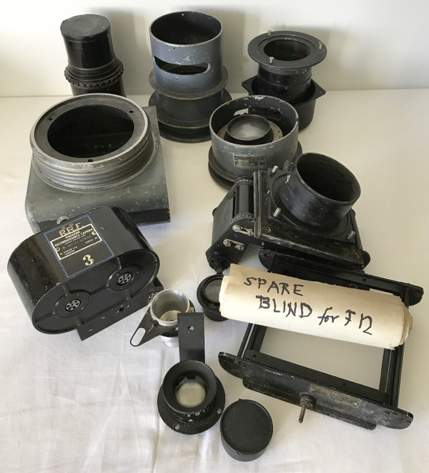 A quantity of original WW2 Spitfire reconnaissance camera parts.