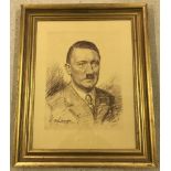 A large print of a pastel drawing of Adolf Hitler.