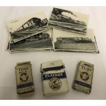A collection of 19 c1950's postcards of trains with Turf Cigarette locomotive cigarette cards.