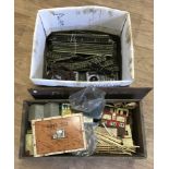 A quantity of unboxed Hornby Dublo track, OO gauge model railway buildings and accessories
