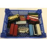 A tray of 15 Corgi double decker diecast buses.