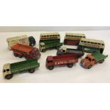 9 Dinky and 1 Matchbox King Size lorries & buses.