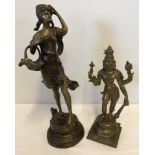 A heavy metal (possibly bronze) figurine of Vishnu, approx. 31cm tall.