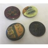3 womens suffrage badges together with a votes for women old penny.