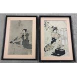 2 framed and glazed 19th century Japanese block prints.