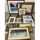 A collection of 15 framed and glazed pictures.