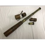 A WWI leather cased 3 draw field telescope TEL: SIG (Mk IV ) also G.S. Dated 1918.