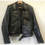 German WW2 Luftwaffe leather pilots jacket with cloth badges.