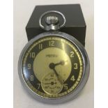 A vintage chrome cased Ingersoll Triumph pocket watch in working order.