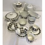 A quantity of retro ceramic Alfred Meakin "Sheriden" tea ware in brown, cream and black colourway.