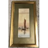 A watercolour of a Wherry signed by M. Farquhar and dated 1914.