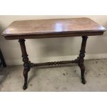 A vintage occasional / hall table with turned detail to legs and stretcher.