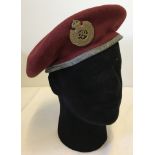 British WWII pattern Royal Engineers red beret. Printed date 1944.
