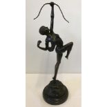 A modern Pierre le Faguays bronze figurine of "Diana the Huntress" set on circular marble base.