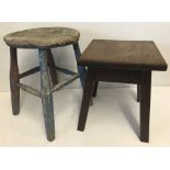 2 small vintage wooden stools.