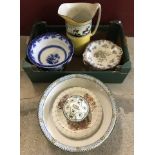 A quantity of assorted Victorian ceramics to include Wedgwood Pearl "Eton" plates and cake stands.