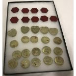 29 vintage 20 shilling market tokens from Spitalfields and Stratford Markets.