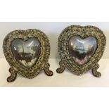 2 large Victorian Shell art Sailors Valentine heart shaped free standing dioramas.