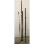 2 vintage split cane fishing rods both dated 1951.