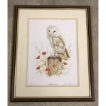 Framed and glazed ltd edition print of a Barn Owl by Brian Bedford.