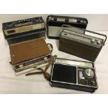 5 vintage radios to include Bush car radio.