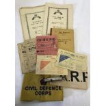A collection of WWII pattern Civil Defence items.