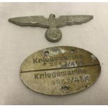 A WWII Kriegsmarine plate 9062/45k.