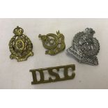 4 assorted military cap badges to include Army Dental Corps.