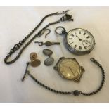A small collection of assorted vintage watches and accessories.