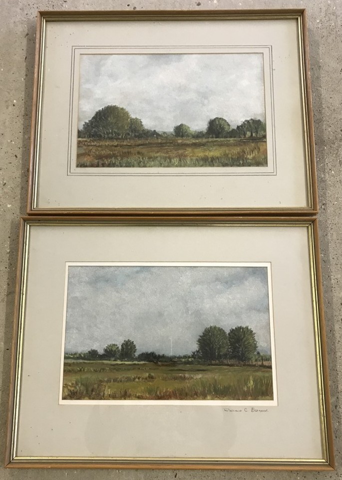 A pair of framed and glazed pastels. Depicting landscapes by Richard c. Elsegood.