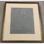 Framed and glazed nude pastel sketch by local Norfolk artist.