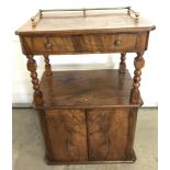 A vintage inlaid central drawer and 2 door cabinet.