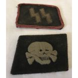 German WW2 deaths head waffen ss collar tabs.