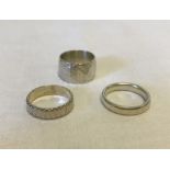 3 silver wedding bands.