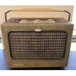 A vintage Sky Queen Ever Ready portable radio, circa 1950's, in brown and cream colourway.