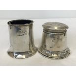 A hallmarked silver lidded inkwell hallmarked Birmingham 1919.